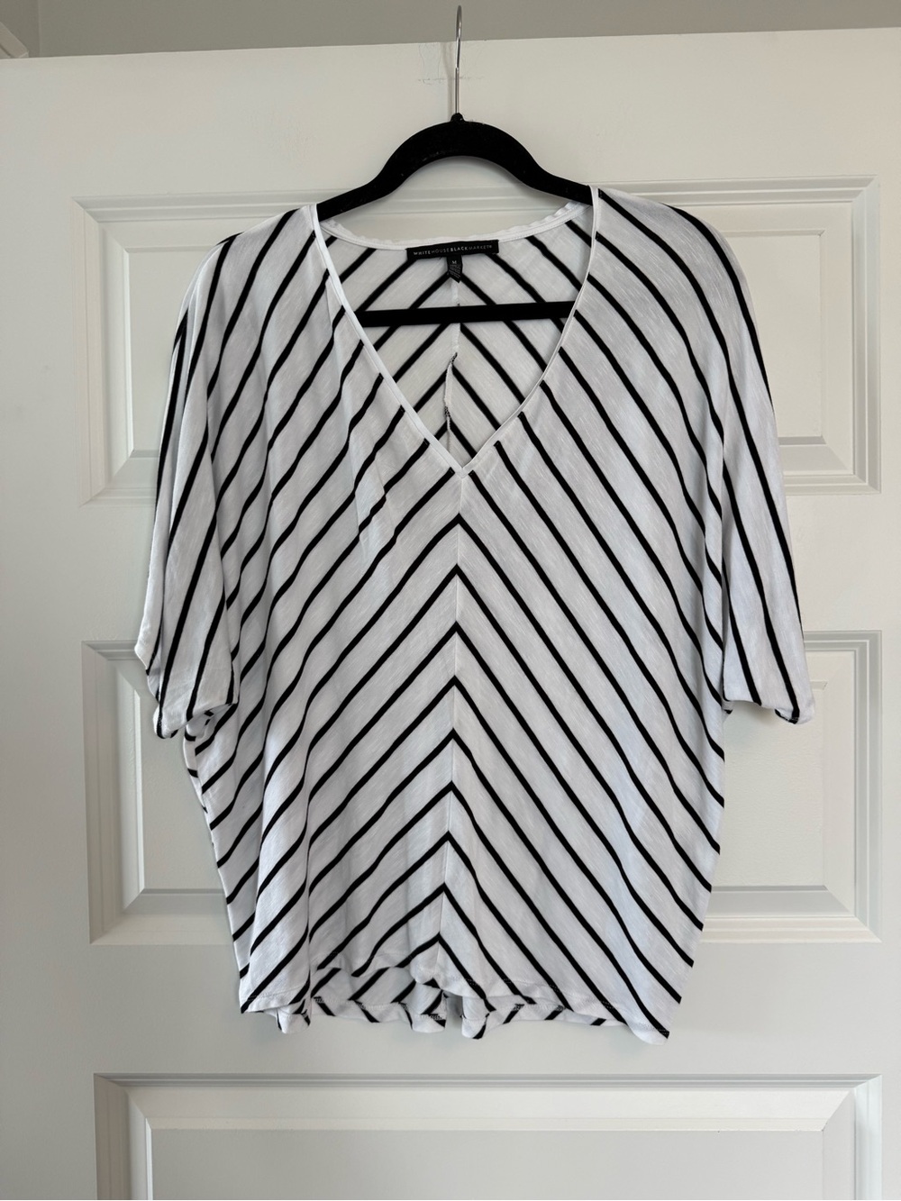 NWOT White House Black Market Chevron Striped Dolman Sleeve V-Neck Top